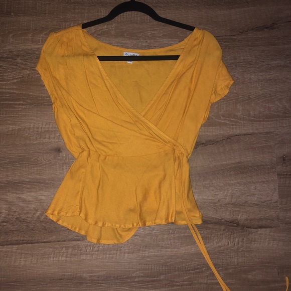 yellow wrap top